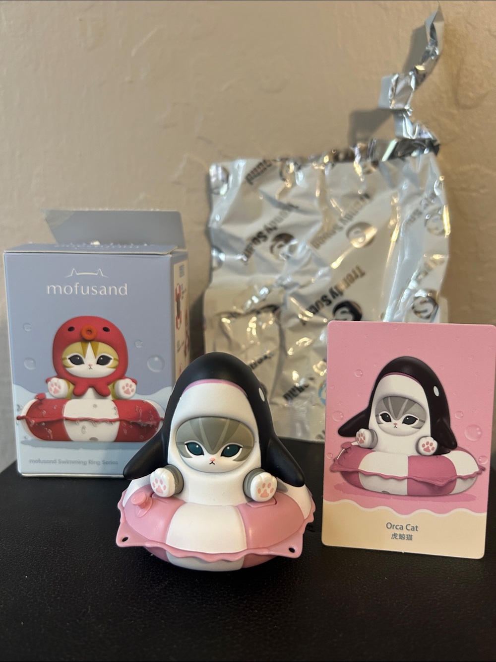 mofusand Orca Cat Figure with Pink Float Ring